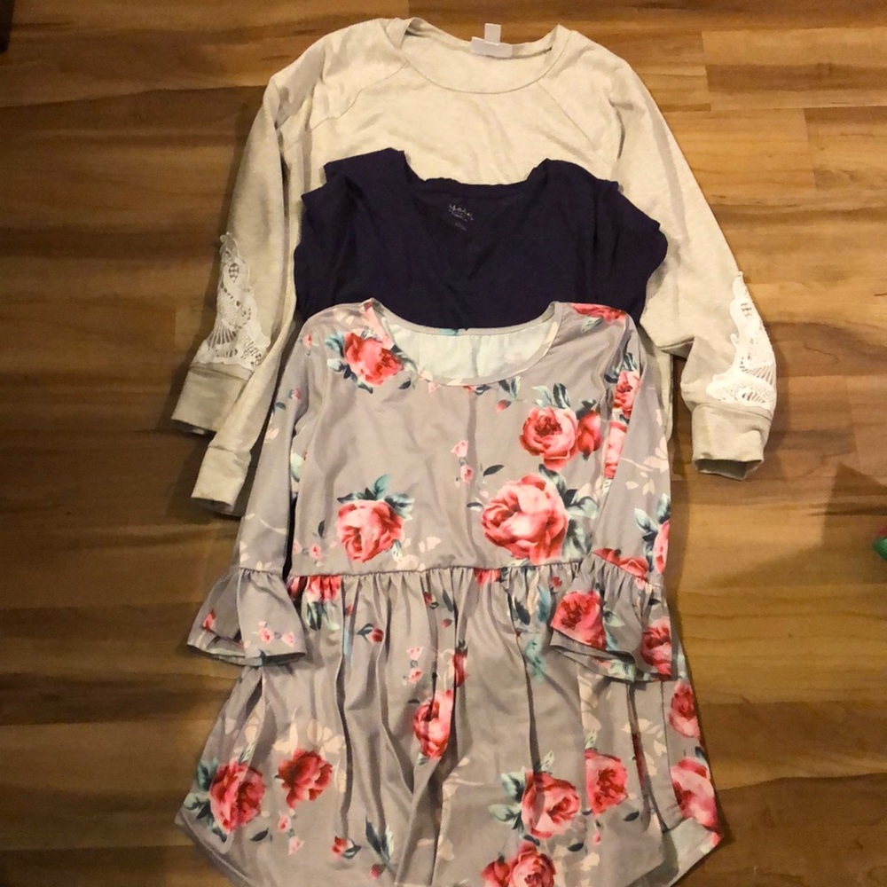 Maternity bundle- sweat shirt, and two knit shirts